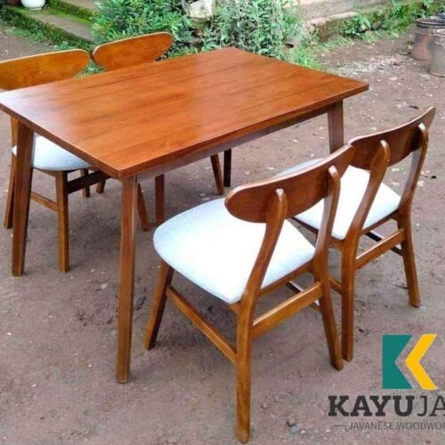 Meja Makan 4 Kursi Minimalis Kayu Jati