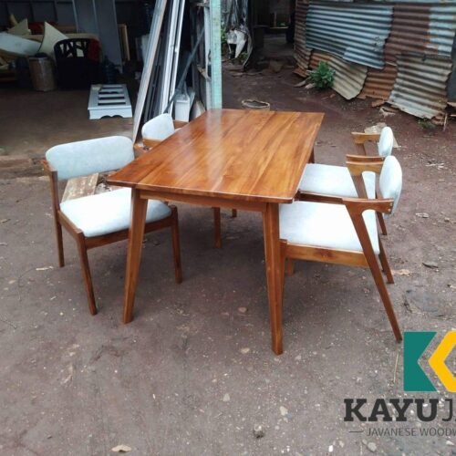 Meja Makan 4 Kursi Model Ikea Kayu Jati Jepara